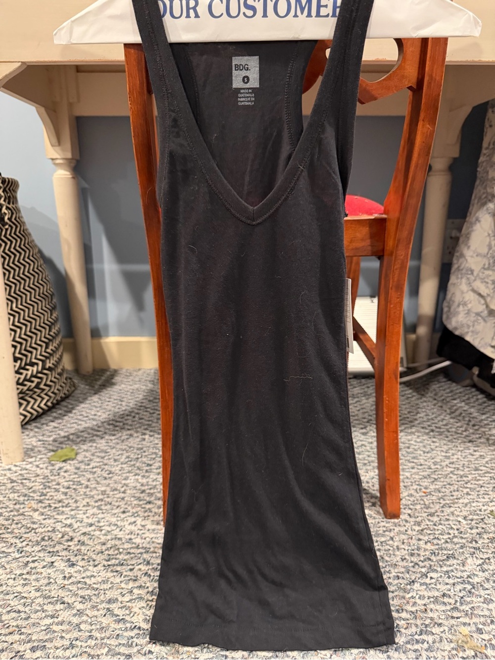 BDG Black Deep V-Neck Ribbed Tank Top